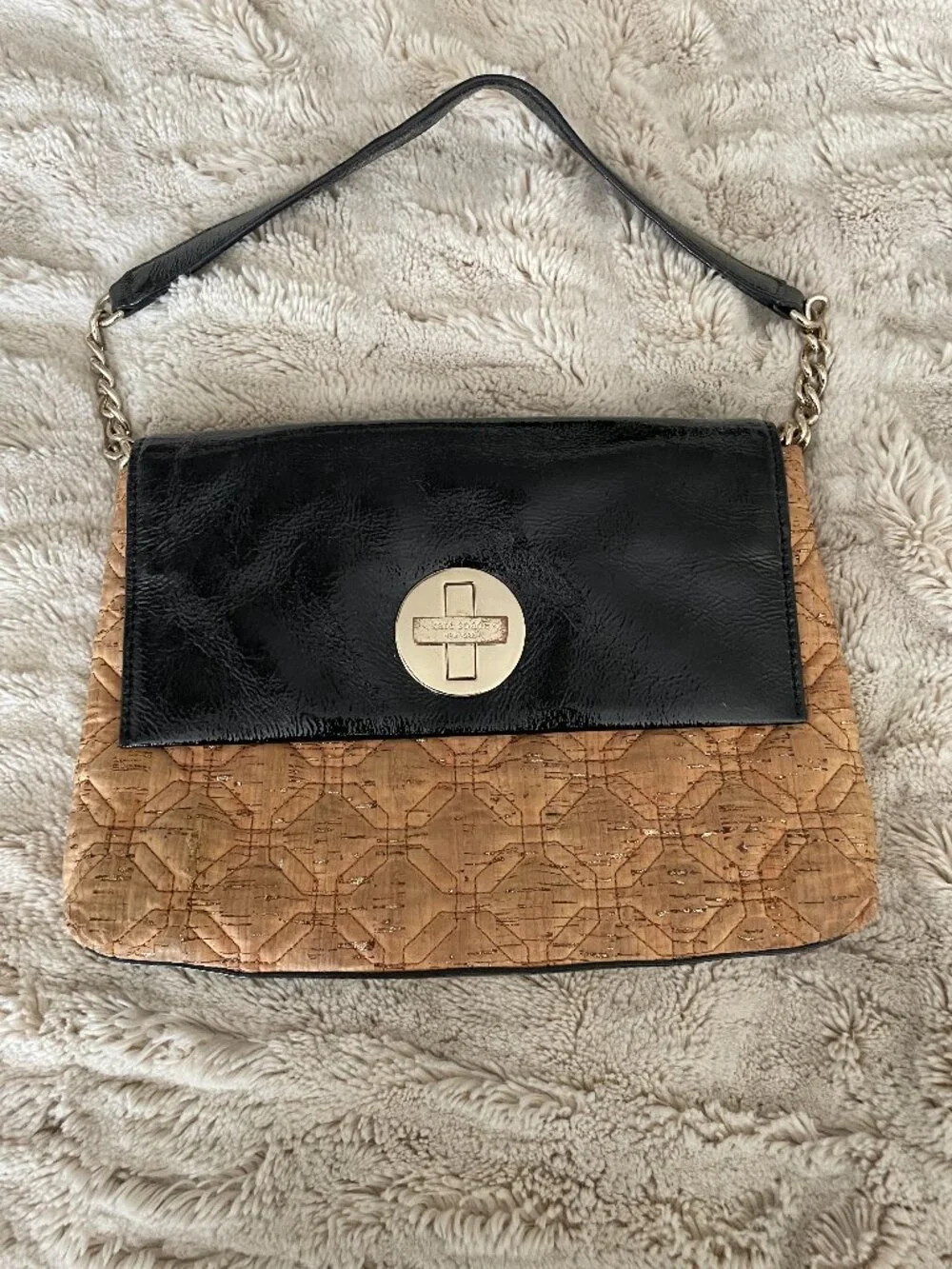 Kate Spade Shoulder Bag-Cork and Black Leather